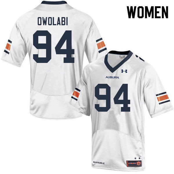 Women #94 Godwin Owolabi Auburn Tigers College Football Jerseys Sale-White - Click Image to Close